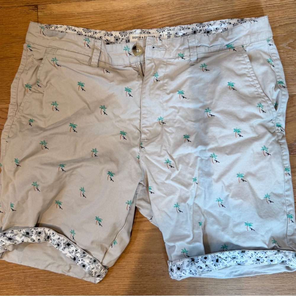 Denim & Flower Tan Palm Print Shorts